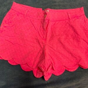 Crown & Ivy Pink High Waist Scalloped Shorts